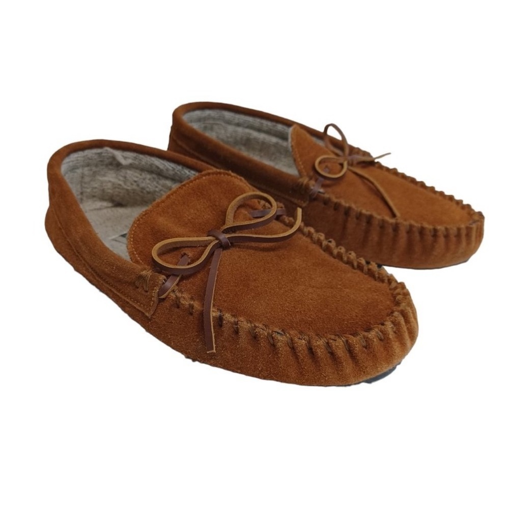 Minnetonka Mens Brown Suede Wool Lined Slipper Moccasins Size 9 - Picture 5 of 11
